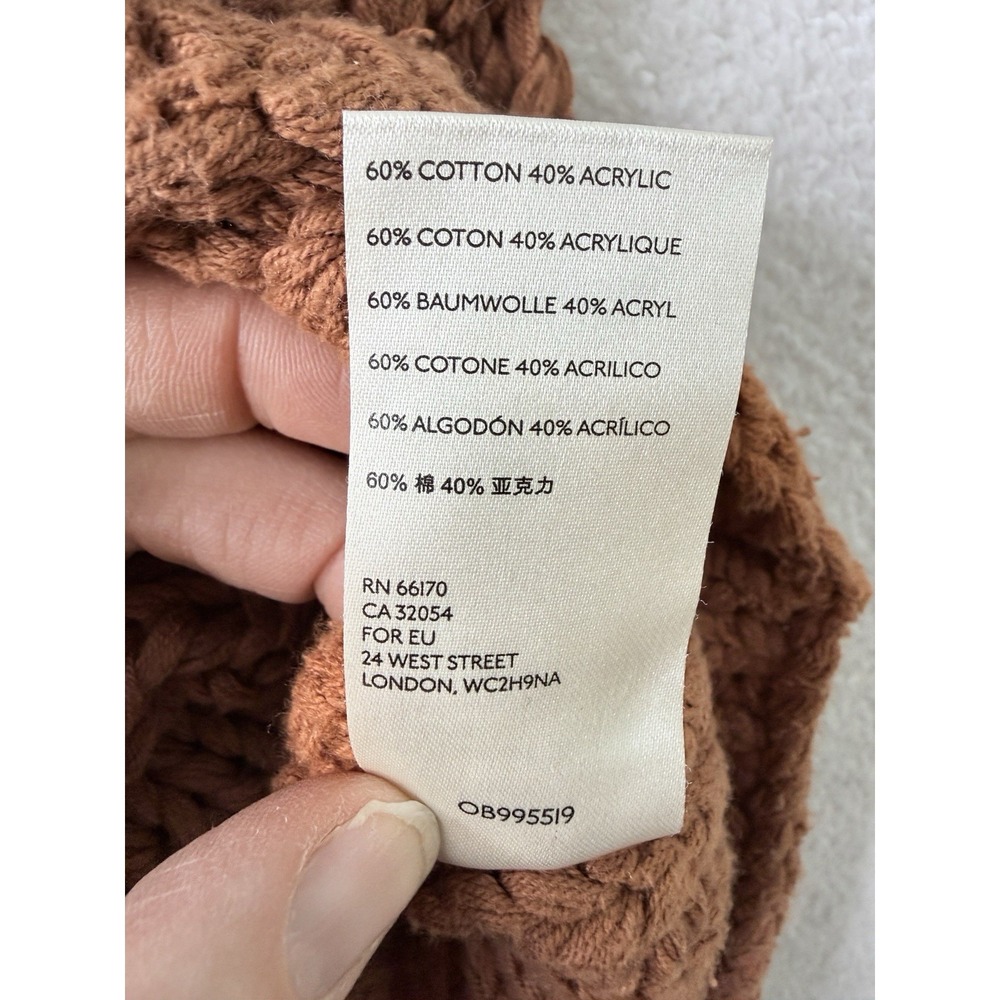 Free People Chunky Knit Mock Neck Sweater‎ Rust Orange Slouchy Boxy Boho M - Picture 6 of 16